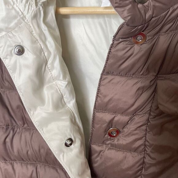 Athleta Pulse Reversible Down Puffer Jacket 800 Fill Mineral/Cream Woman's XS - Picture 8 of 11